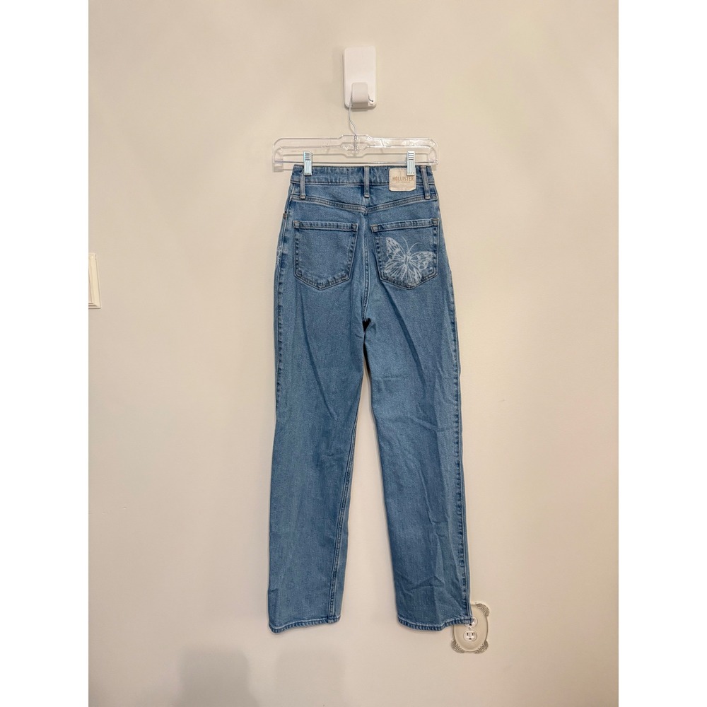 Hollister Ultra High-Rise Dad Jeans Light Wash Butterfly Print 0R Y2K - Picture 9 of 9